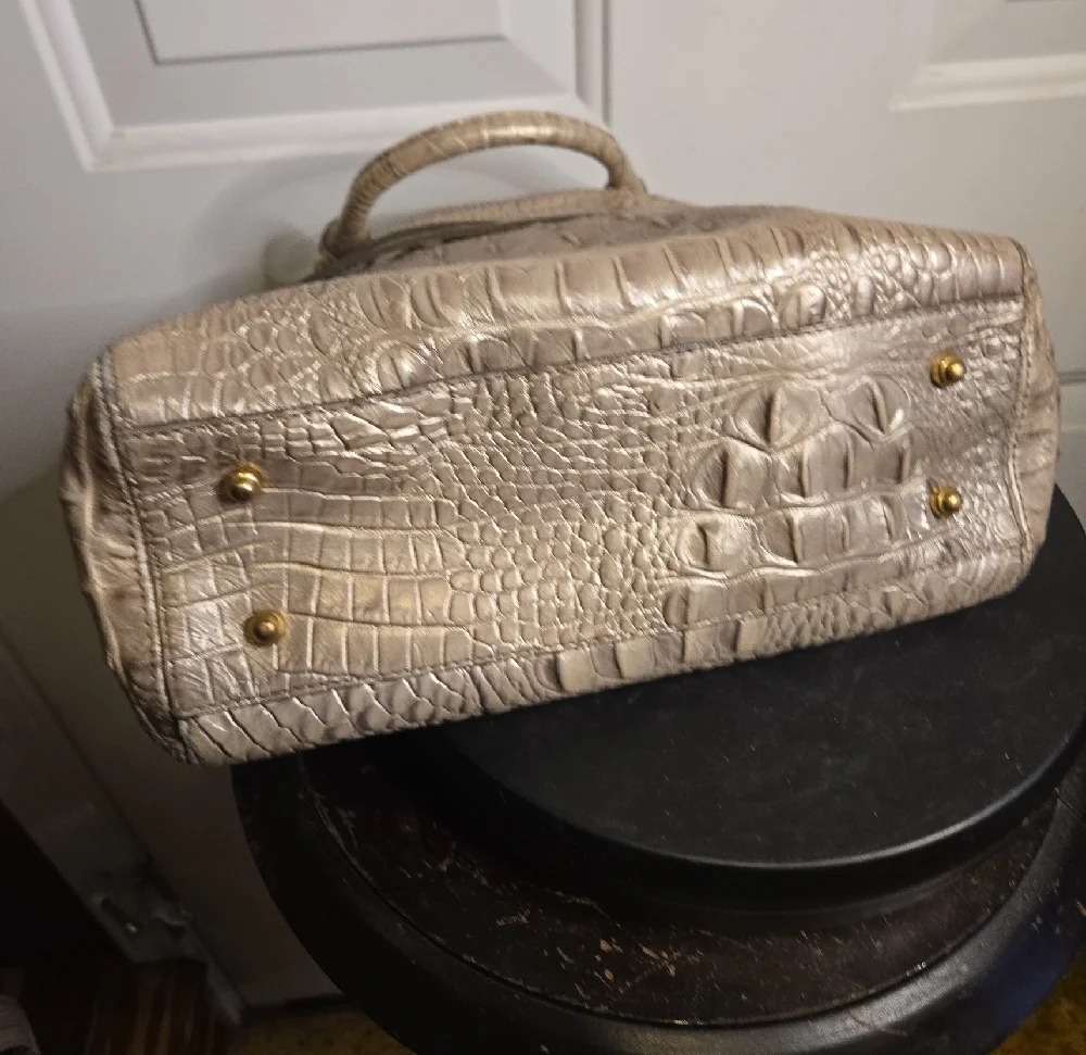 Authentic Brahmin Mini Arno Melbourne Beige Leather Satchel Handbag Shoulder Bag - Picture 9 of 11